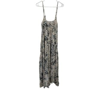 Roxy Estilo blue tie dye circle Print empire Maxi Sundress XS